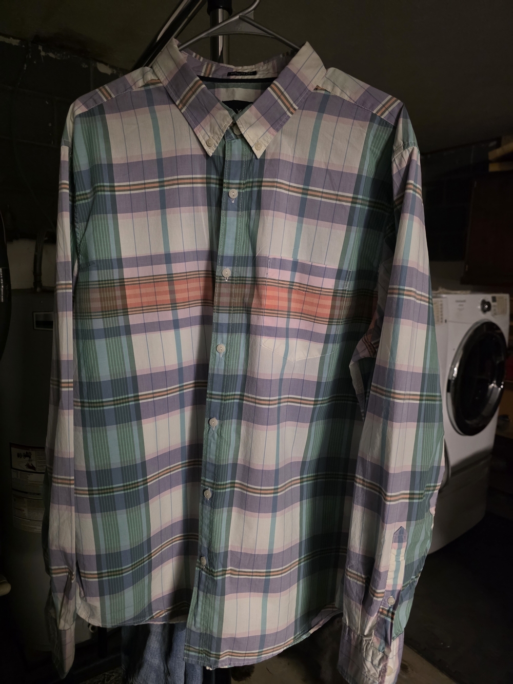American Eagle Outfitters Plaid Button-Down Green, Purple & Coral Men's XXL Euc